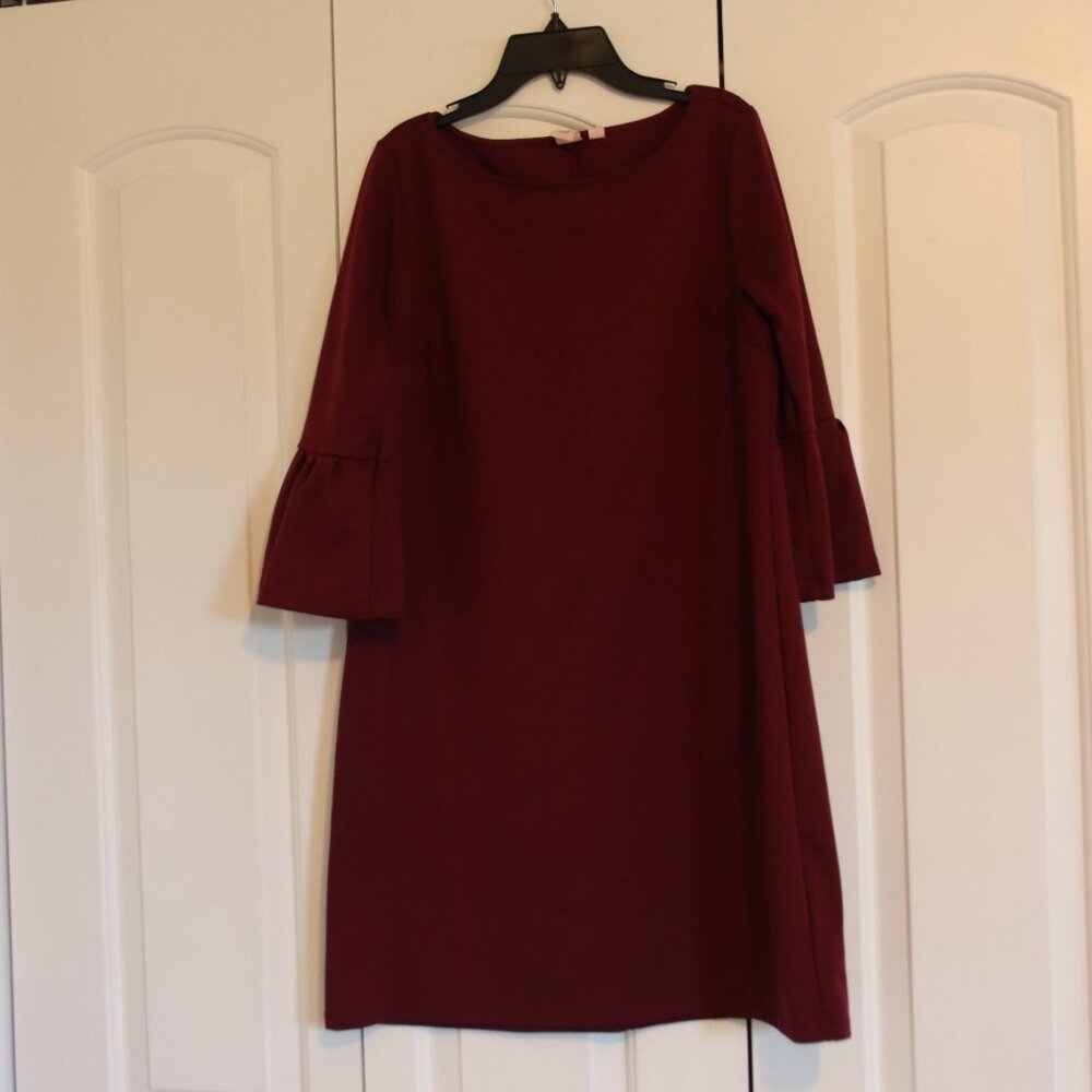 Gap Bell Sleeve Dress Size Medium Color is Ruby Wine Office, Casual, Holiday